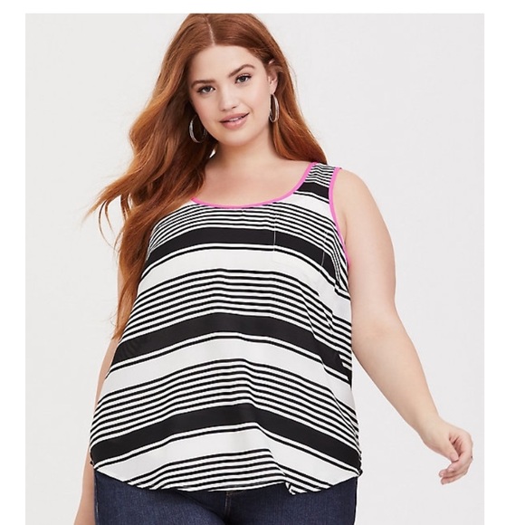 torrid Tops - TORRID black and white striped pocket tank top